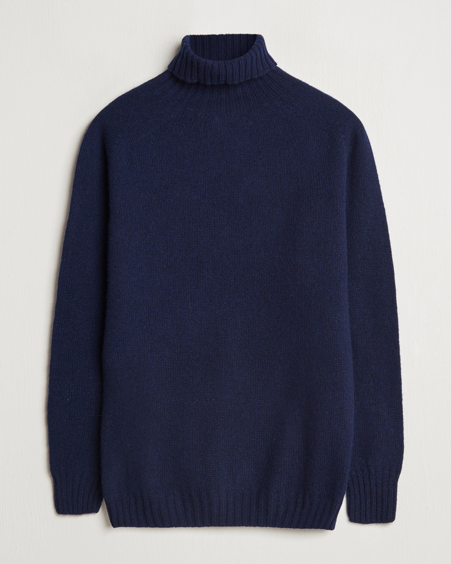 Mies | Puserot | Harley Of Scotland | Supersoft Lambswool Rollneck Navy