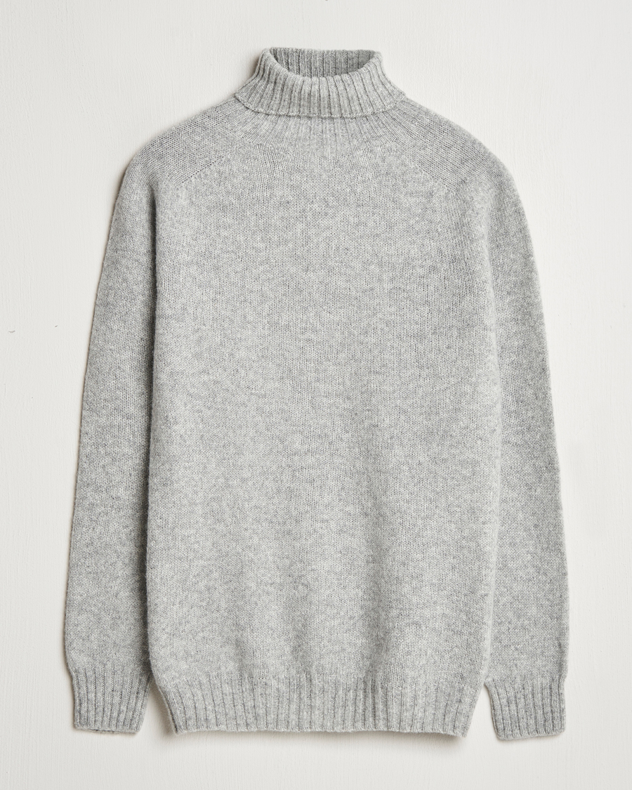 Mies | Puserot | Harley Of Scotland | Supersoft Lambswool Rollneck Silver Grey