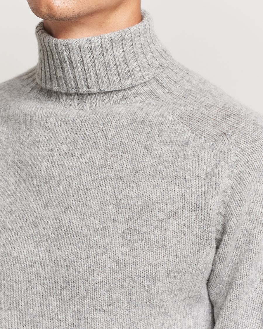 Mies | Puserot | Harley Of Scotland | Supersoft Lambswool Rollneck Silver Grey