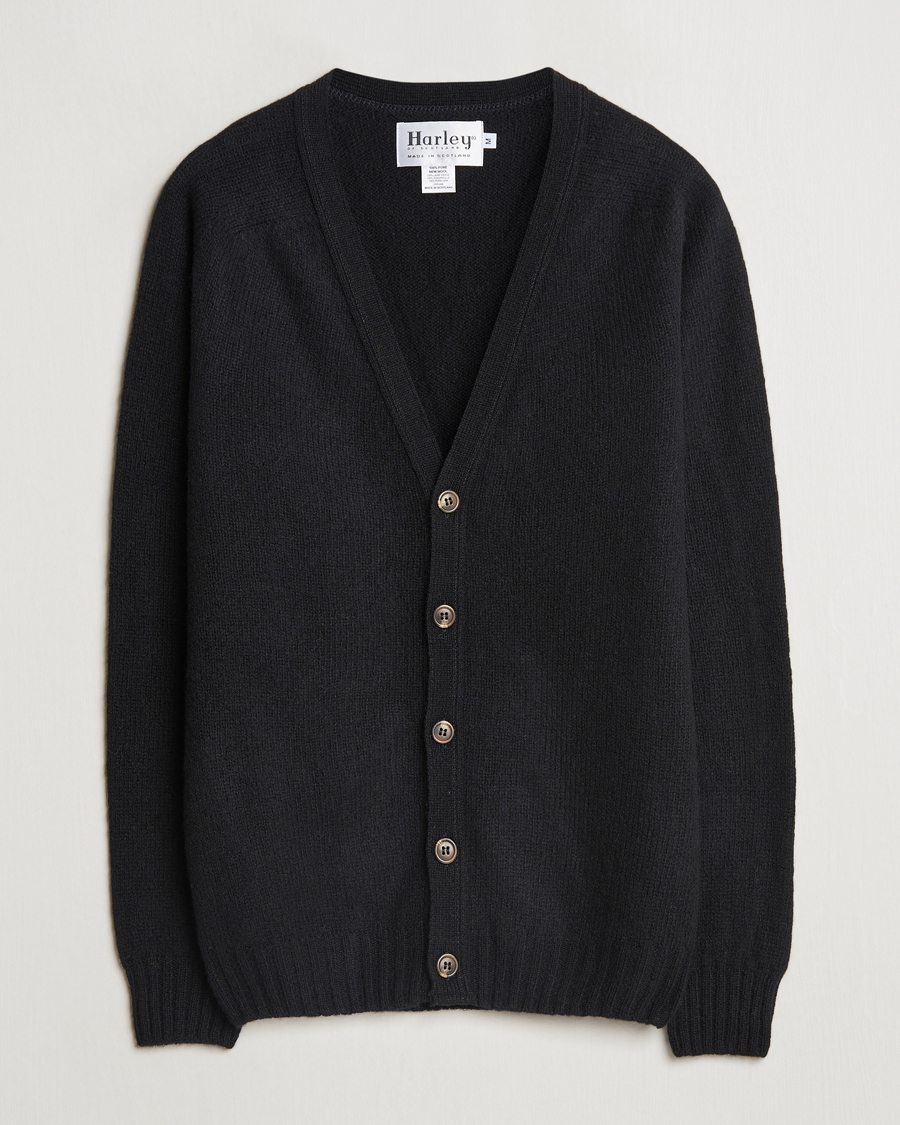 Mies | Puserot | Harley Of Scotland | Supersoft Lambswool Cardigan Black
