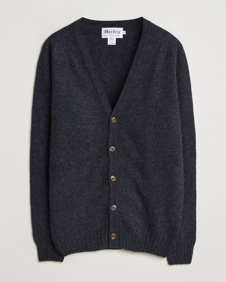 Mies | Puserot | Harley Of Scotland | Supersoft Lambswool Cardigan Charcoal