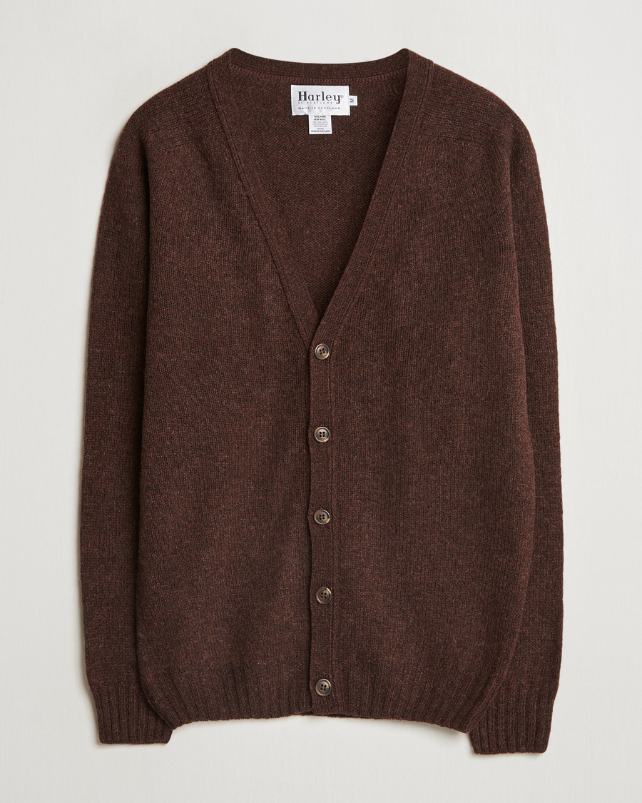 Mies | Puserot | Harley Of Scotland | Supersoft Lambswool Cardigan Coffee