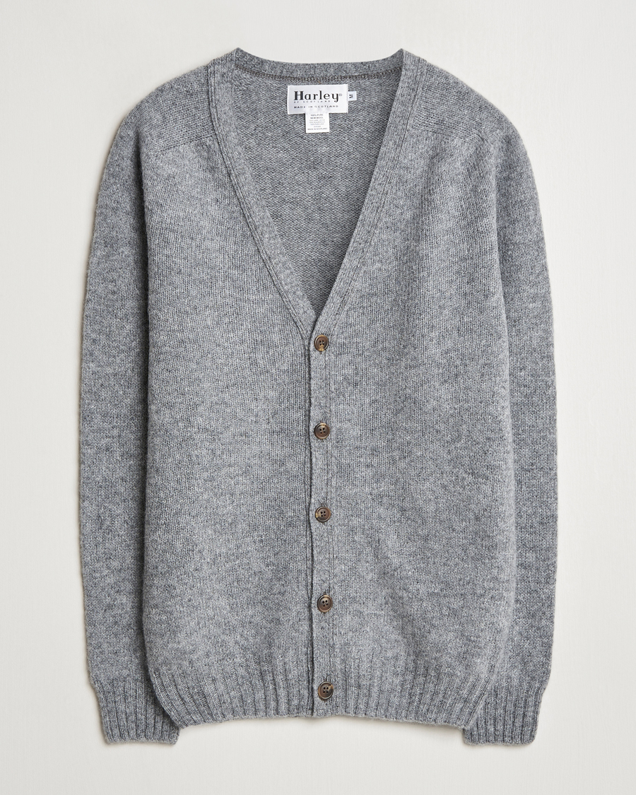 Mies | Puserot | Harley Of Scotland | Supersoft Lambswool Cardigan Medium Grey