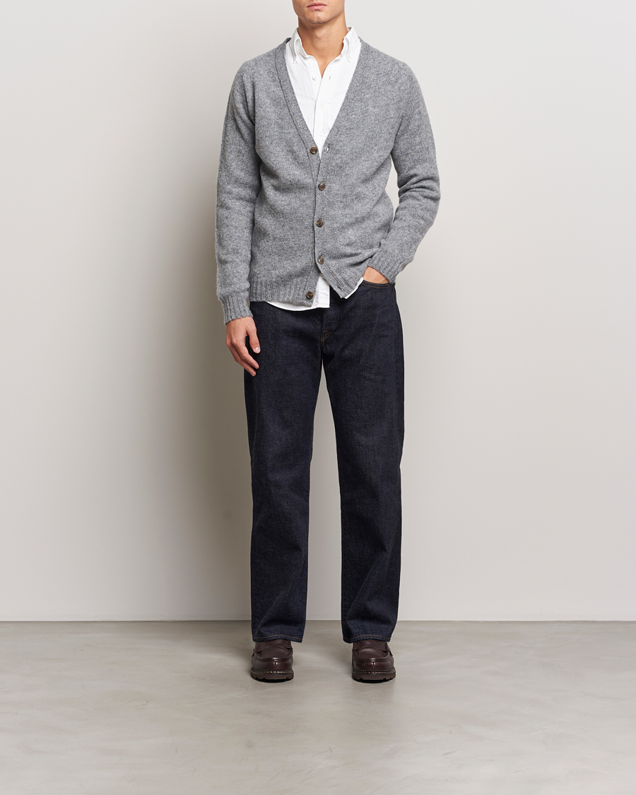 Mies | Puserot | Harley Of Scotland | Supersoft Lambswool Cardigan Medium Grey