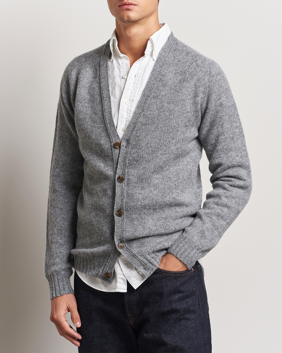 Mies | Puserot | Harley Of Scotland | Supersoft Lambswool Cardigan Medium Grey