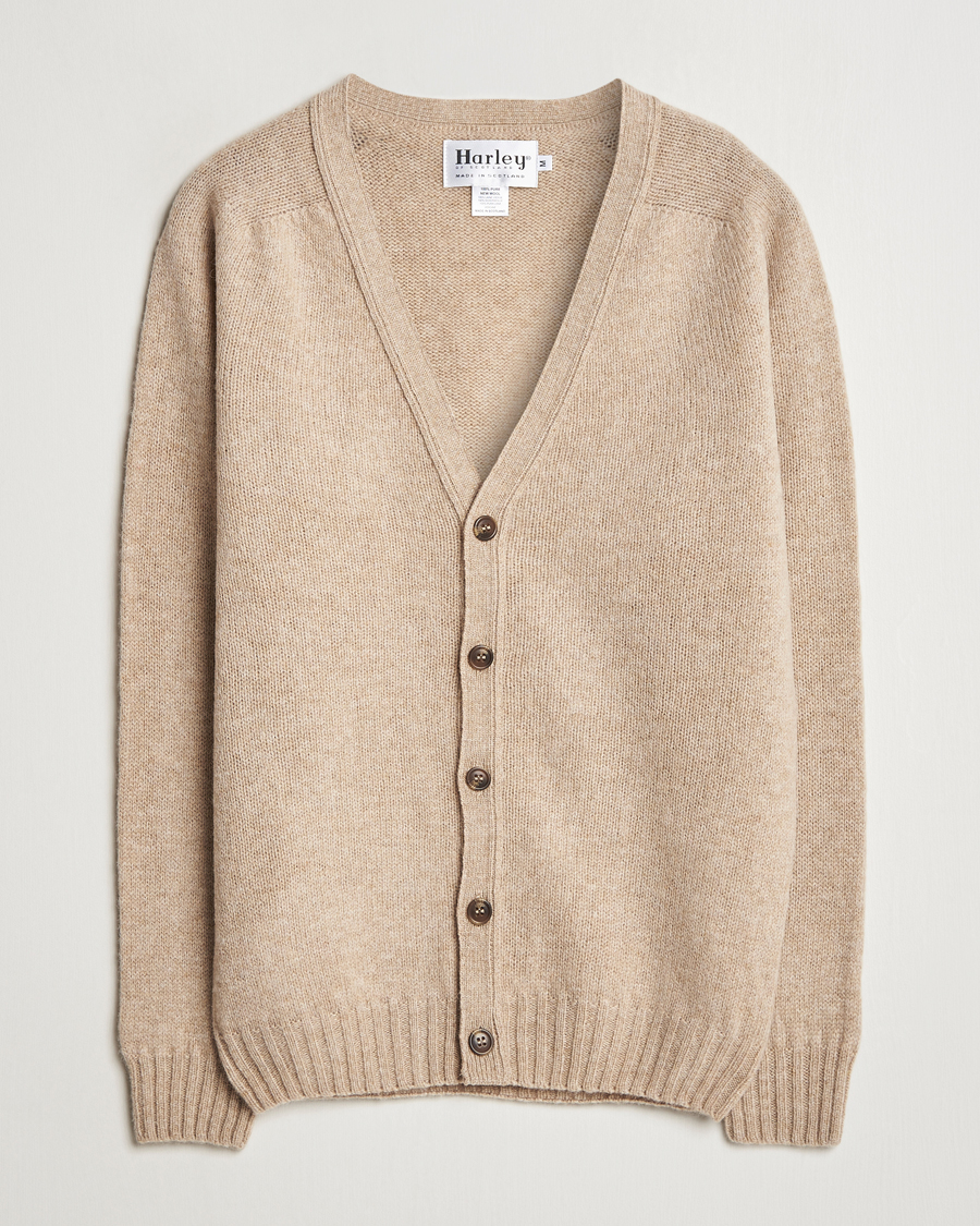 Mies | Puserot | Harley Of Scotland | Supersoft Lambswool Cardigan Oatmilk