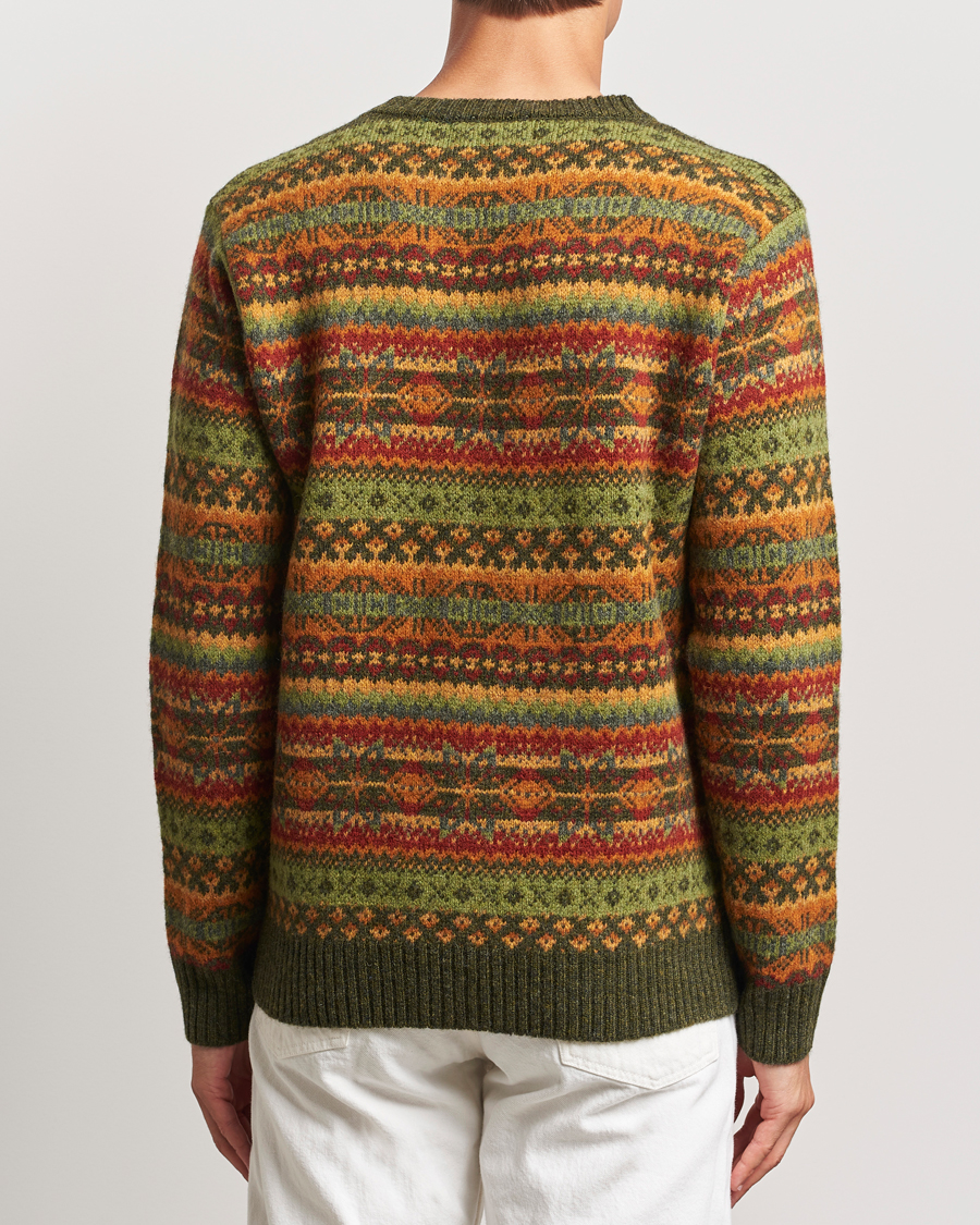 Mies | Puserot | Harley Of Scotland | Supersoft Lambswool Fairisle Crewneck Green