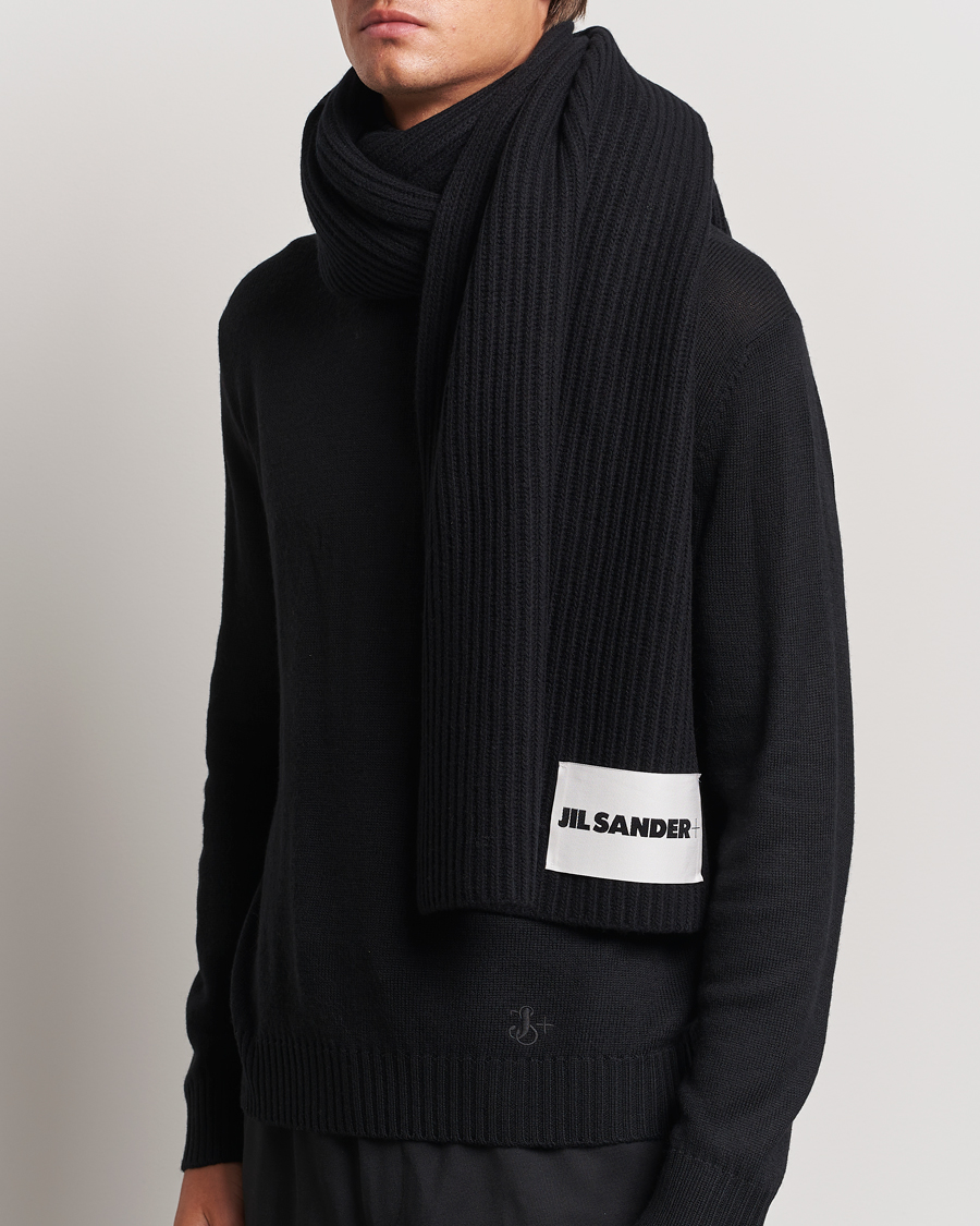 Mies | Jil Sander Merino Wool Rib Scarf Black | Jil Sander | Merino Wool Rib Scarf Black