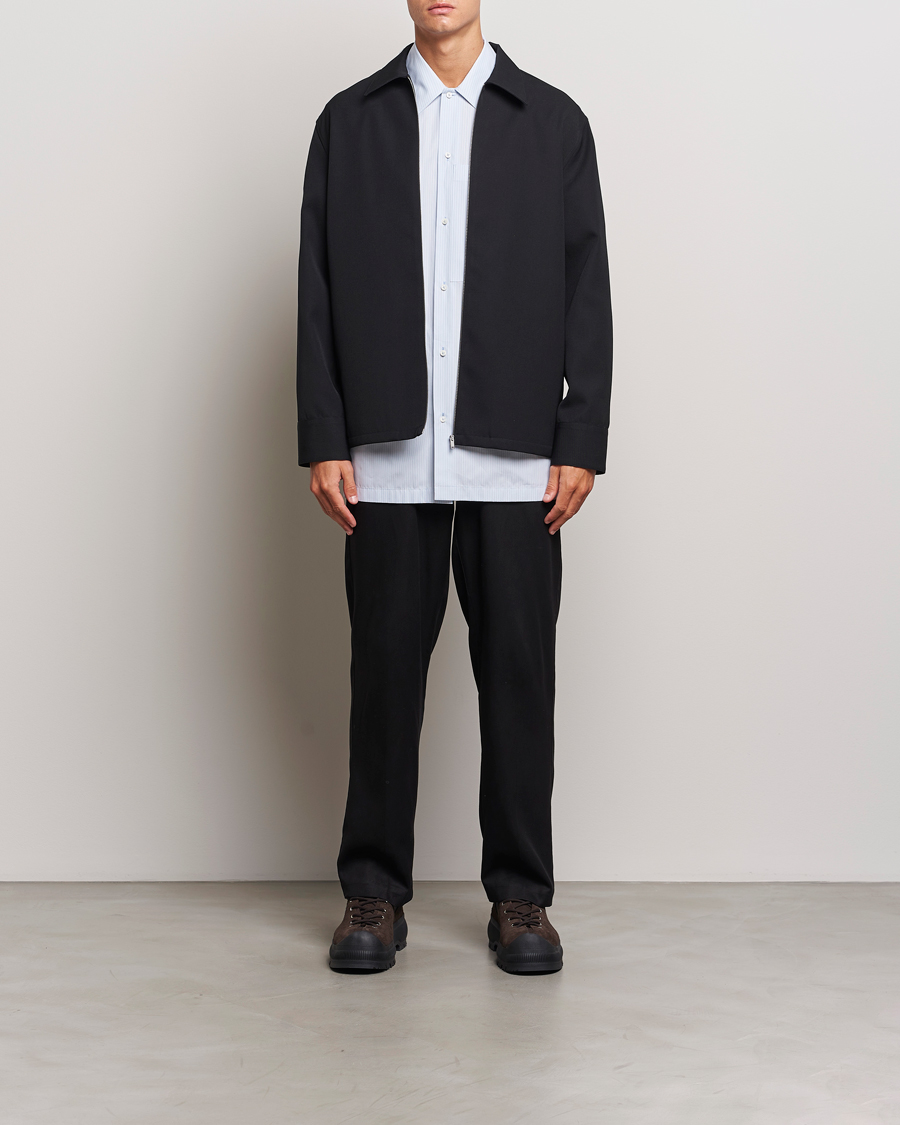 Mies | Kauluspaidat | Jil Sander | Wool Gabardine Zip Shirt Black