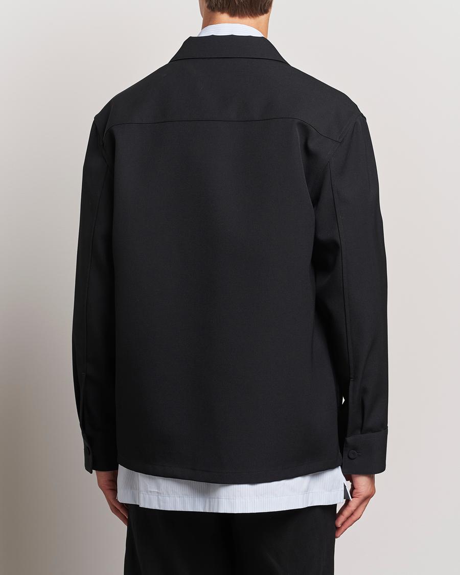 Mies | Kauluspaidat | Jil Sander | Wool Gabardine Zip Shirt Black