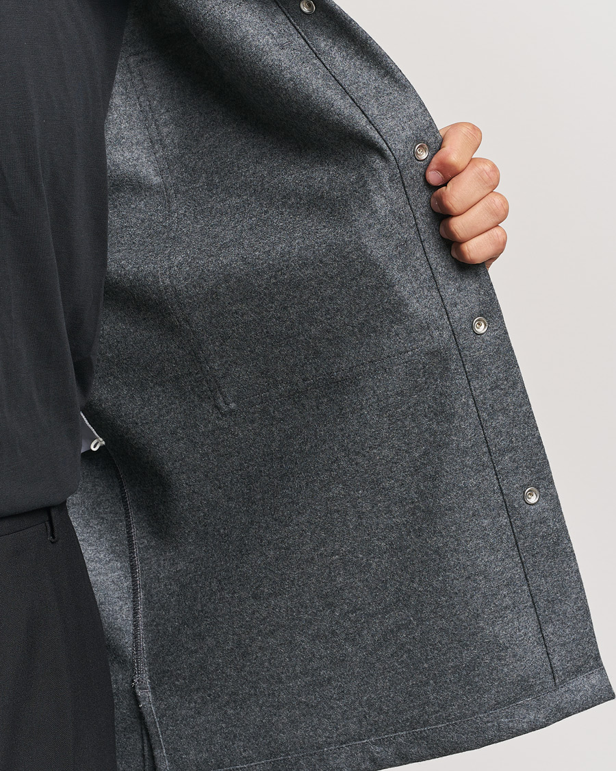 Mies | Kauluspaidat | Jil Sander | Wool Flannel Overshirt Grey Melange