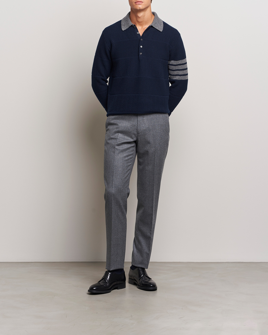 Mies | Puserot | Thom Browne | Textured Wool Rugby Navy