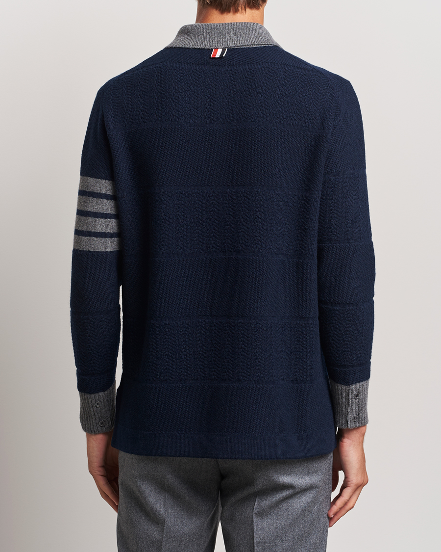 Mies | Puserot | Thom Browne | Textured Wool Rugby Navy