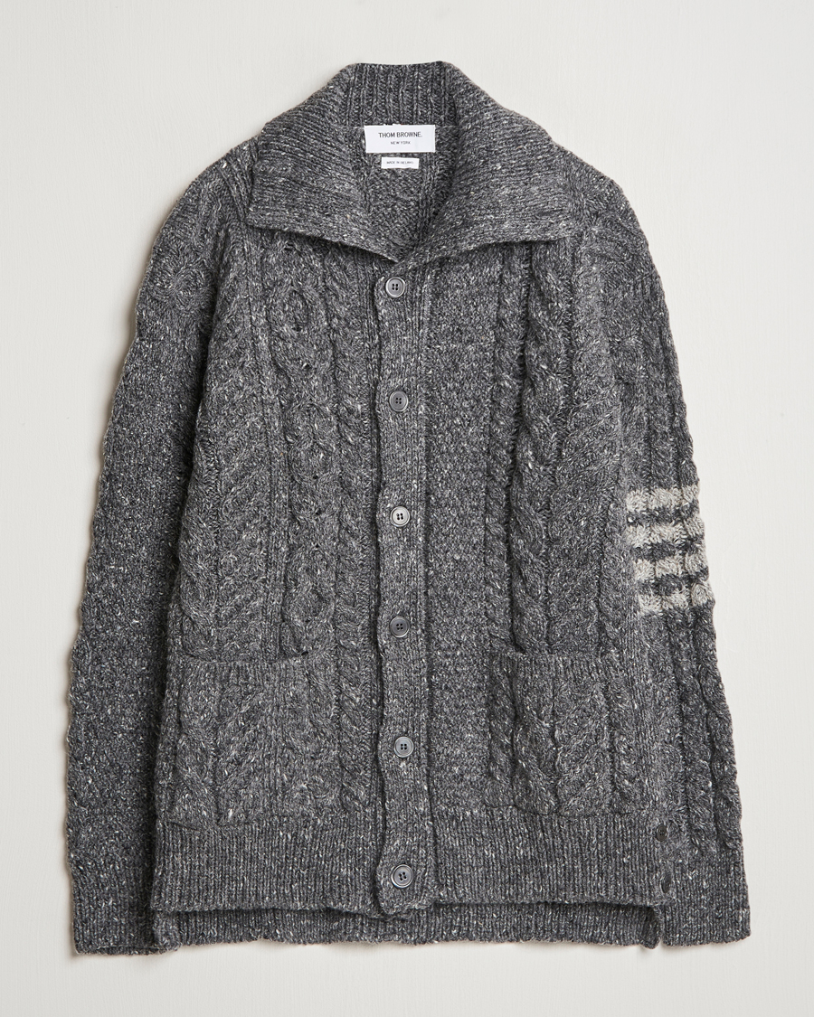Mies | Puserot | Thom Browne | Donegal Cable Cardigan Medium Grey