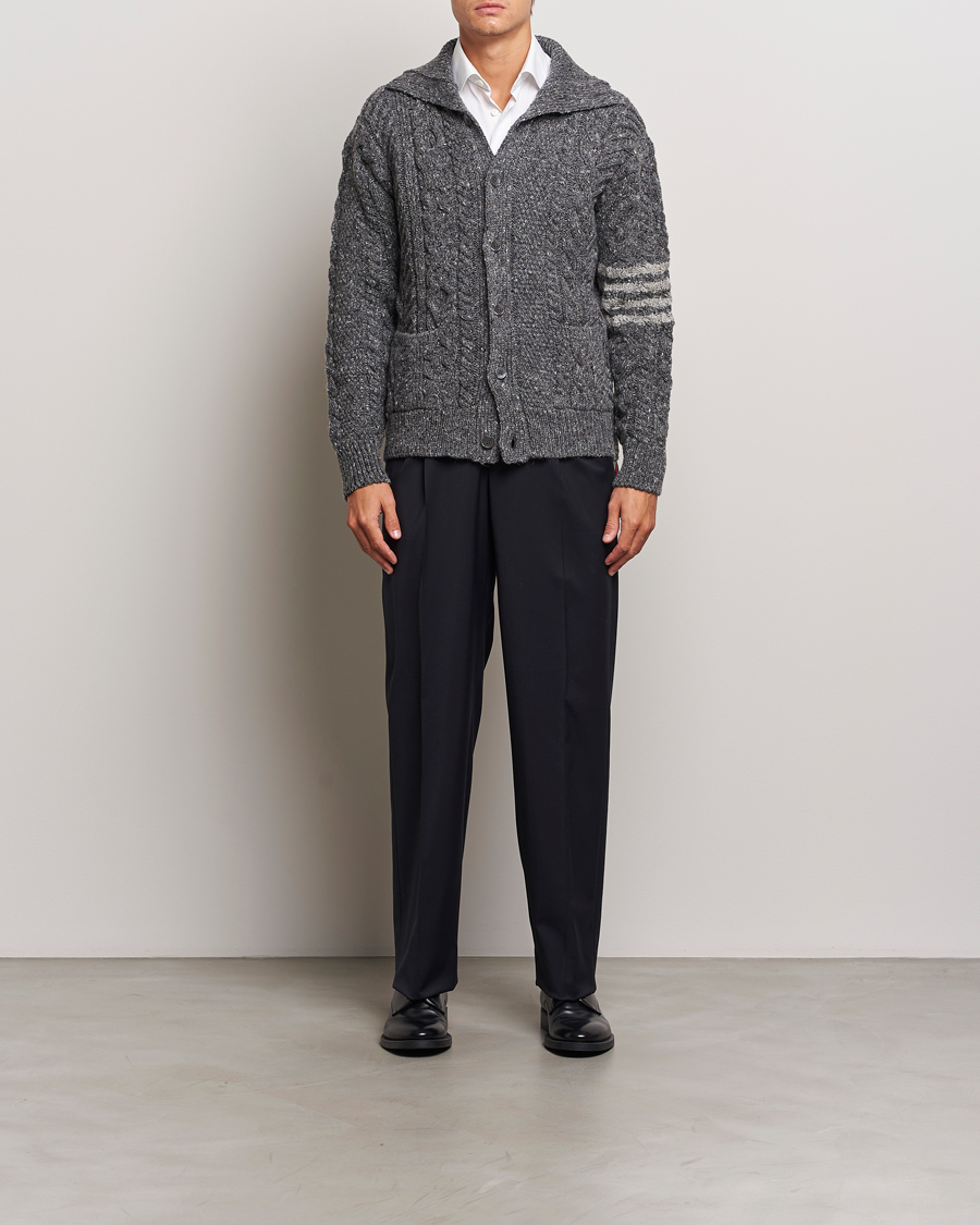 Mies | Puserot | Thom Browne | Donegal Cable Cardigan Medium Grey