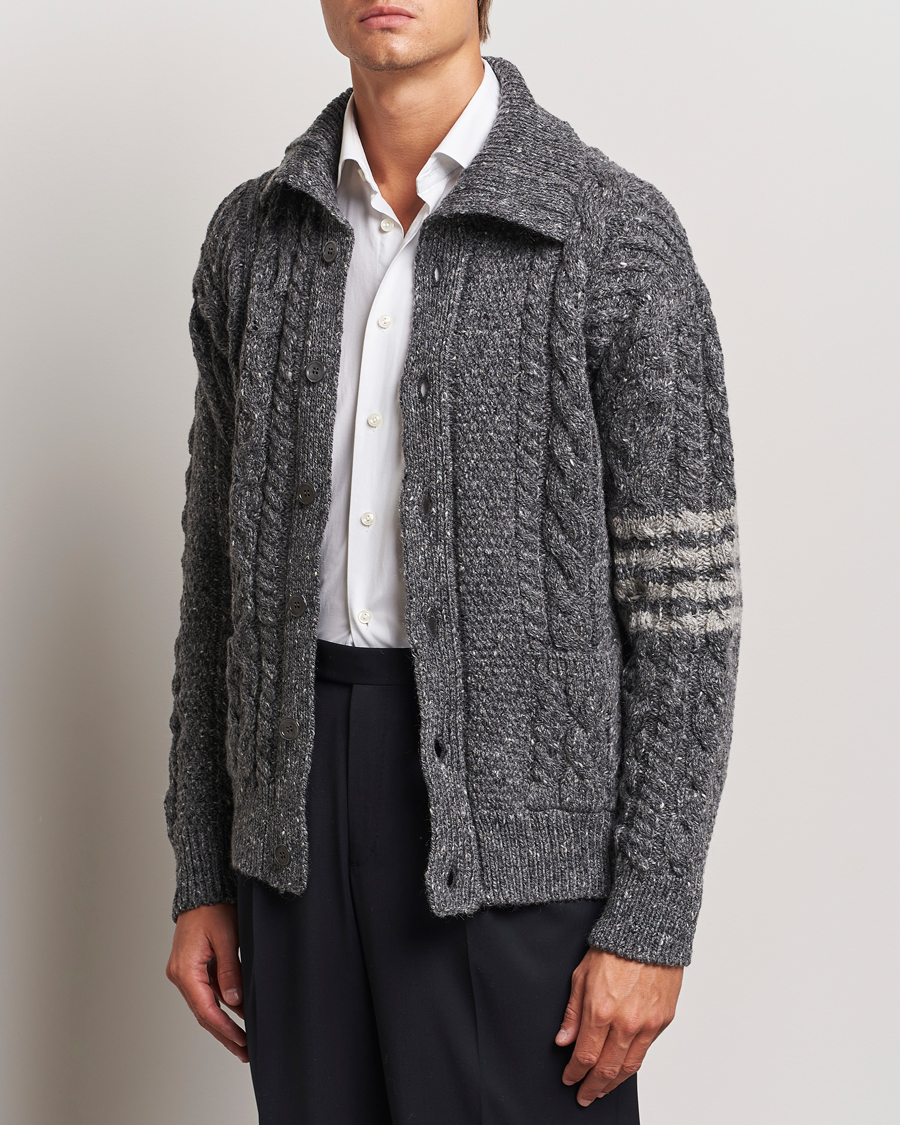 Mies | Puserot | Thom Browne | Donegal Cable Cardigan Medium Grey