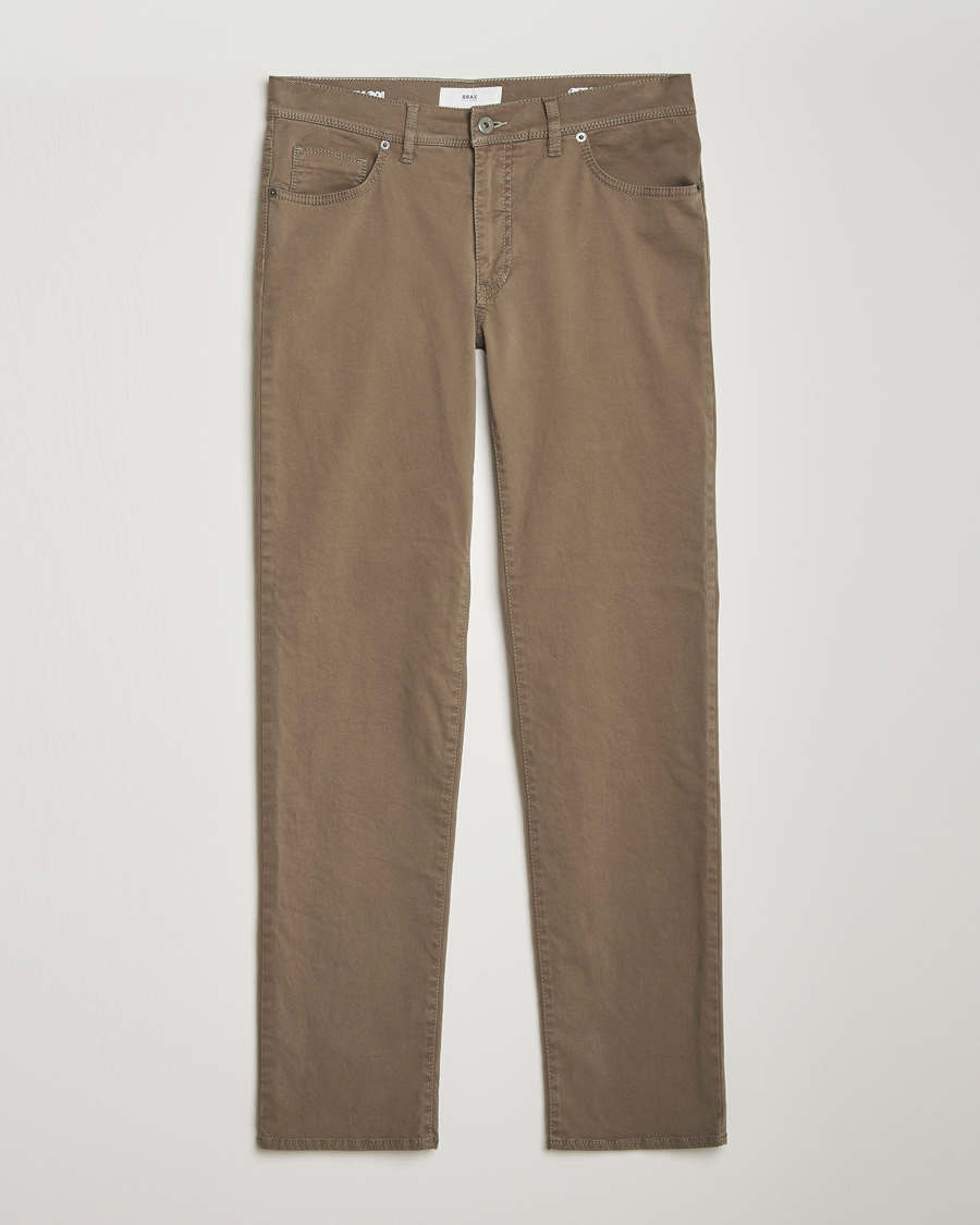 Mies | Housut | Brax | Cadiz Cotton Satin 5-Pocket Pants Khaki