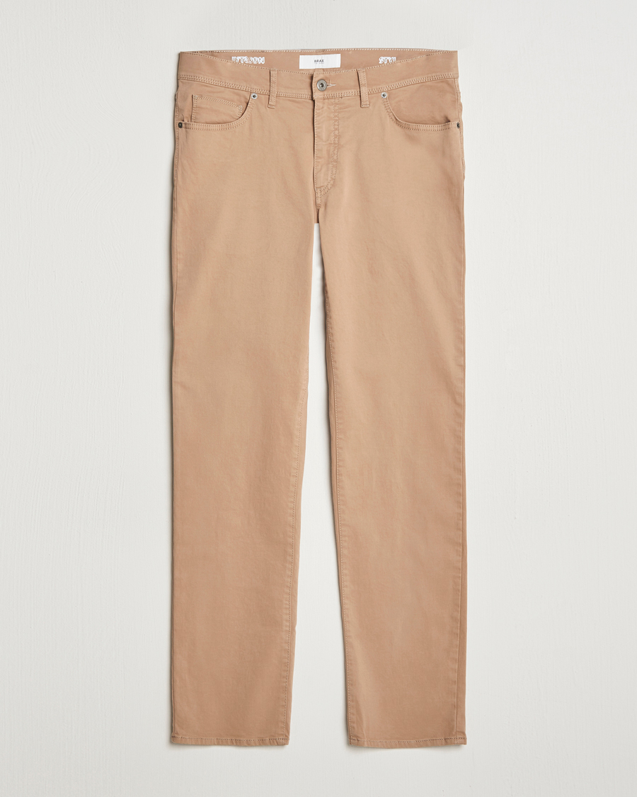 Mies | Housut | Brax | Cadiz Cotton Satin 5-Pocket Pants Beige