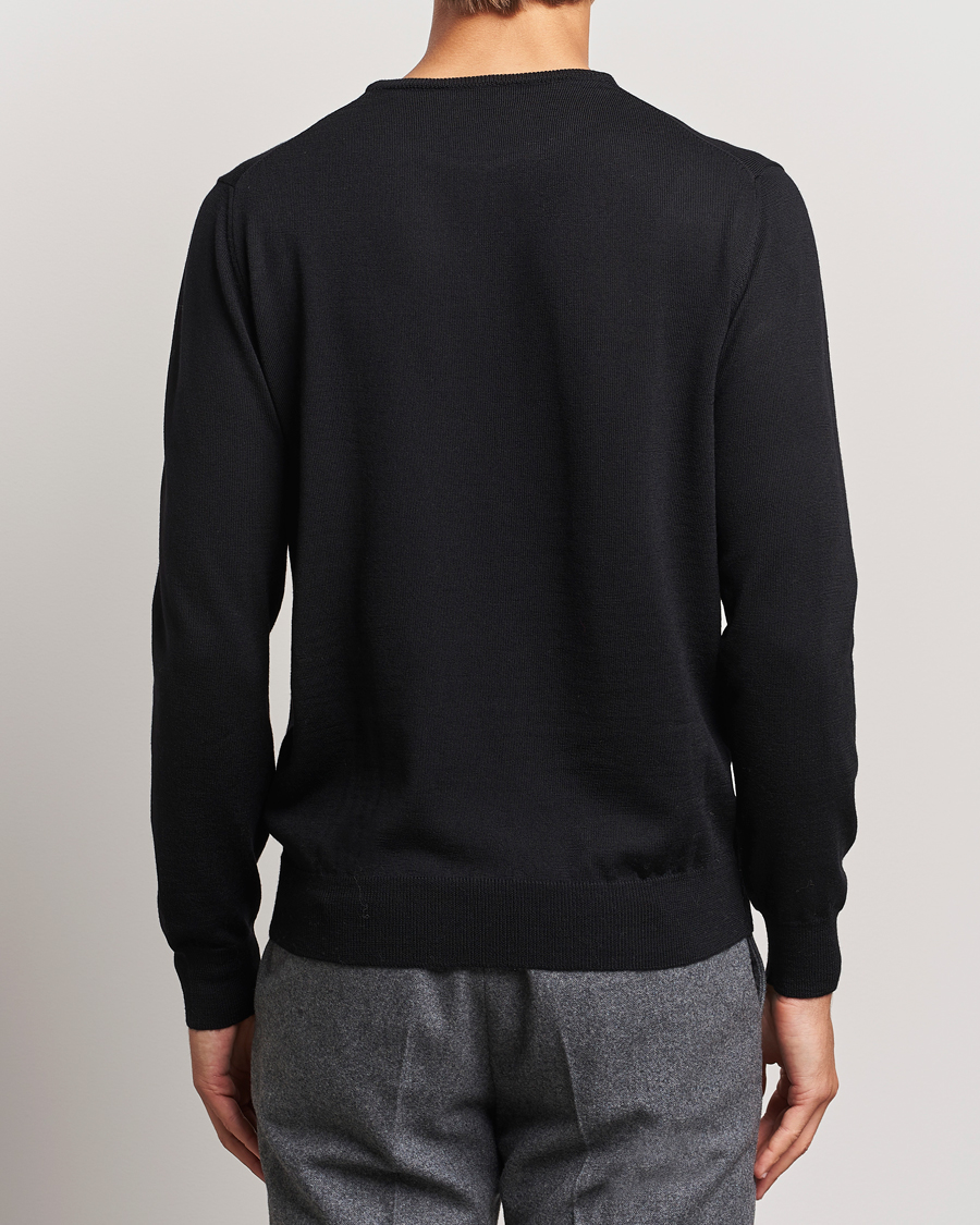 Mies | Puserot | Morgano | Extra Fine Merino Wool Crewneck Black