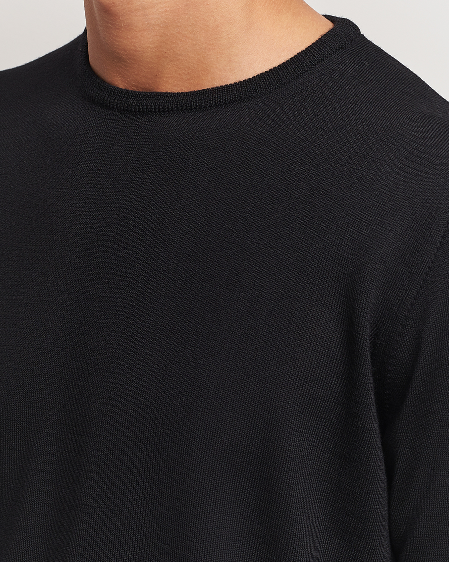 Mies | Puserot | Morgano | Extra Fine Merino Wool Crewneck Black