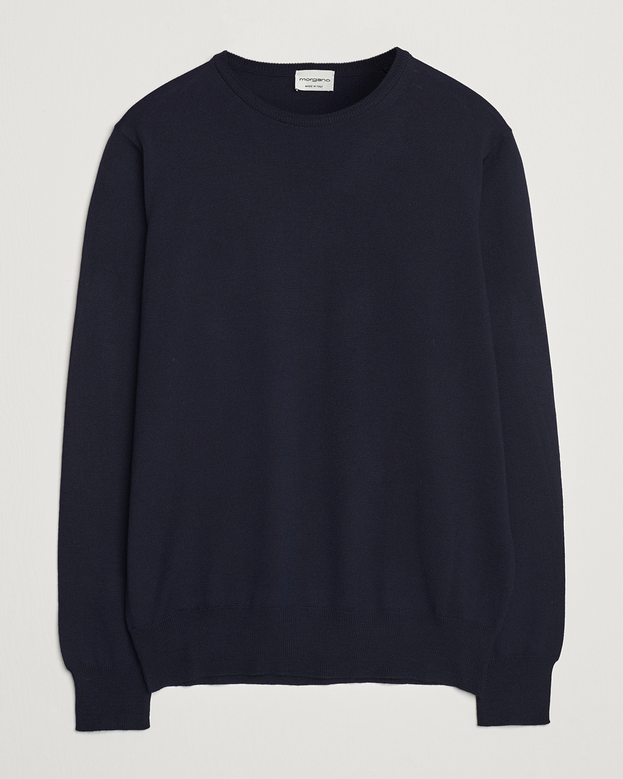 Mies | Puserot | Morgano | Extra Fine Merino Wool Crewneck Navy