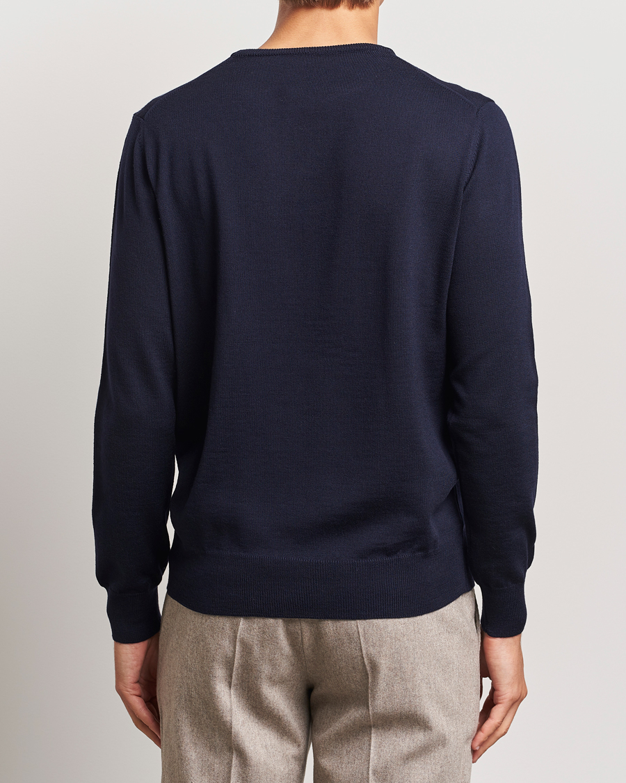Mies | Puserot | Morgano | Extra Fine Merino Wool Crewneck Navy