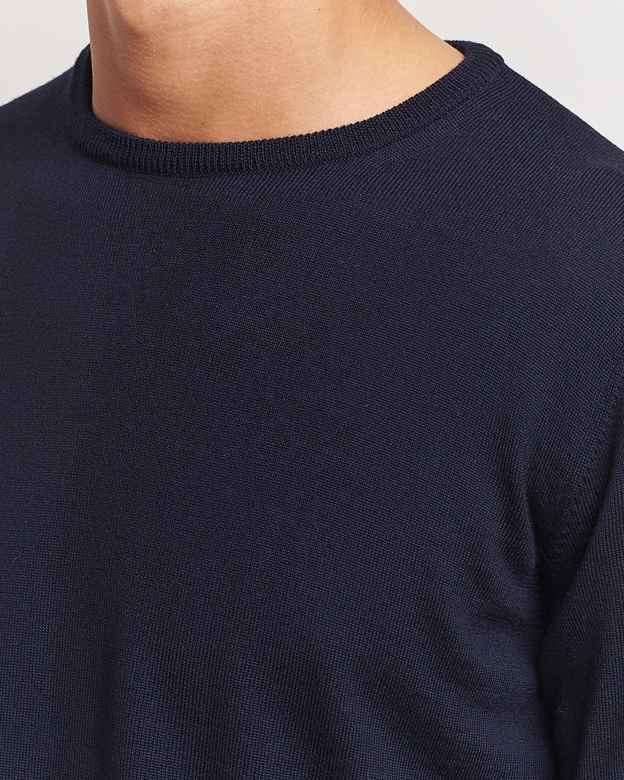 Mies | Puserot | Morgano | Extra Fine Merino Wool Crewneck Navy