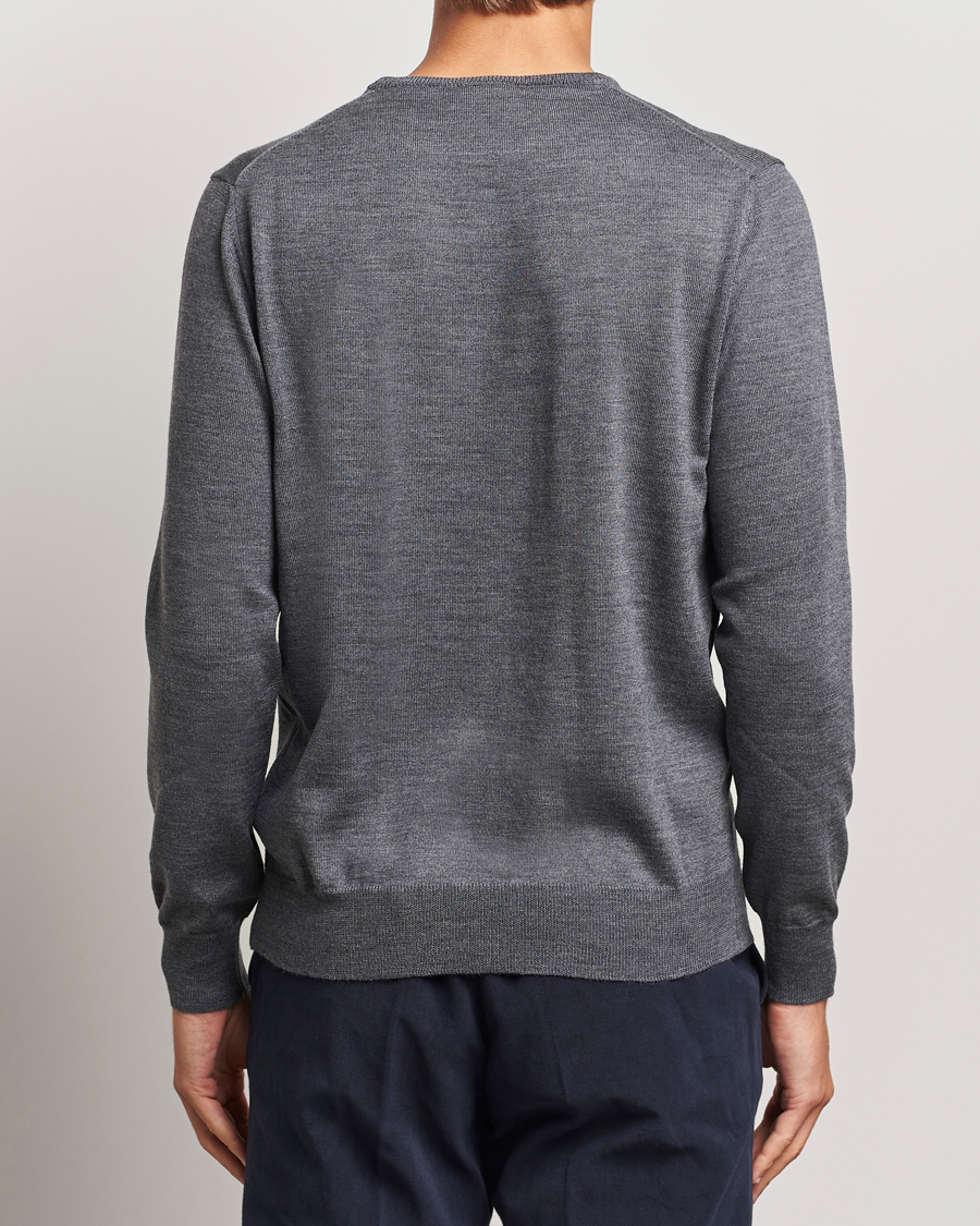 Mies | Puserot | Morgano | Extra Fine Merino Wool Crewneck Mid Grey