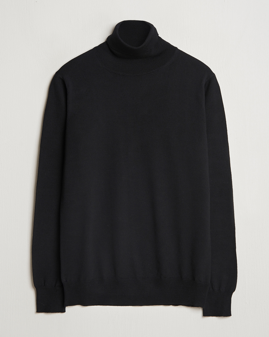 Mies | Puserot | Morgano | Extra Fine Merino Wool Rollneck Black