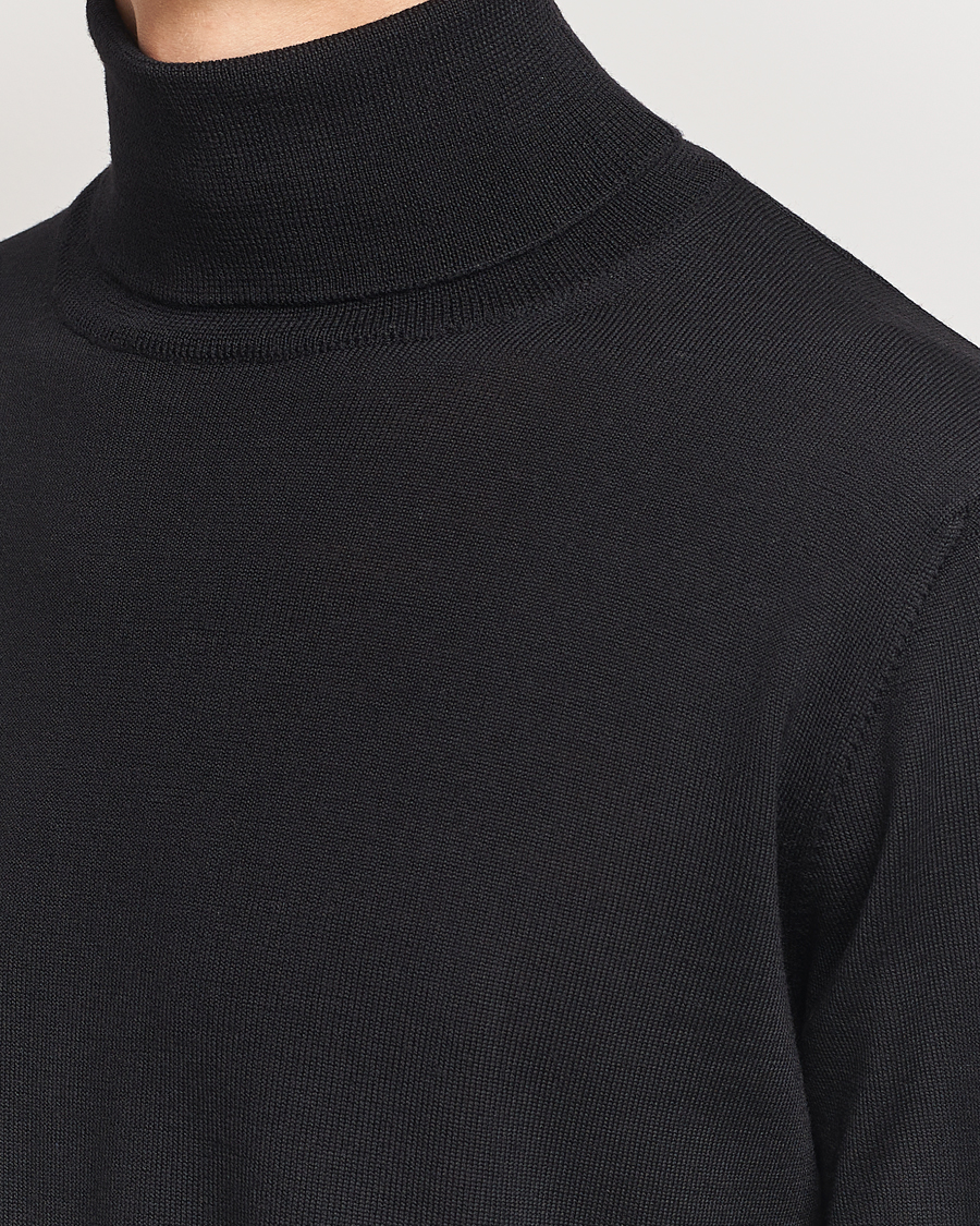 Mies | Puserot | Morgano | Extra Fine Merino Wool Rollneck Black
