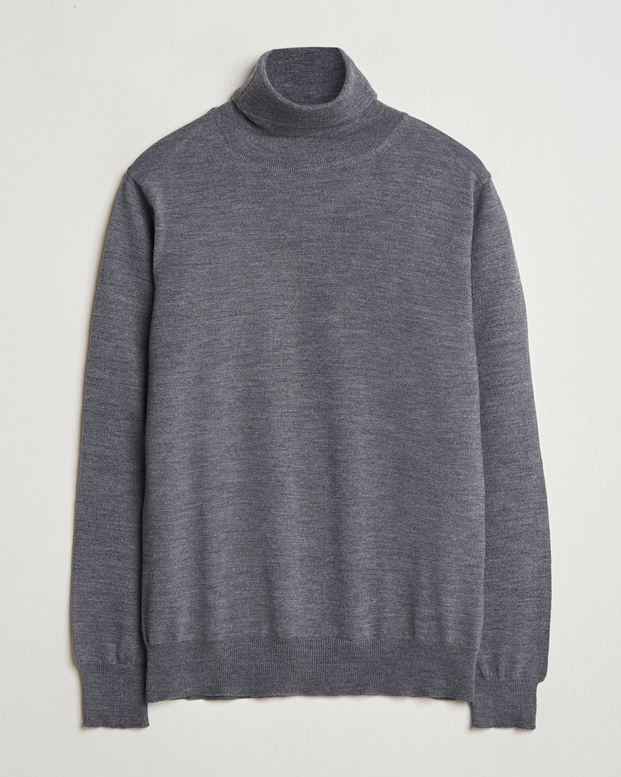 Mies | Puserot | Morgano | Extra Fine Merino Wool Rollneck Mid Grey