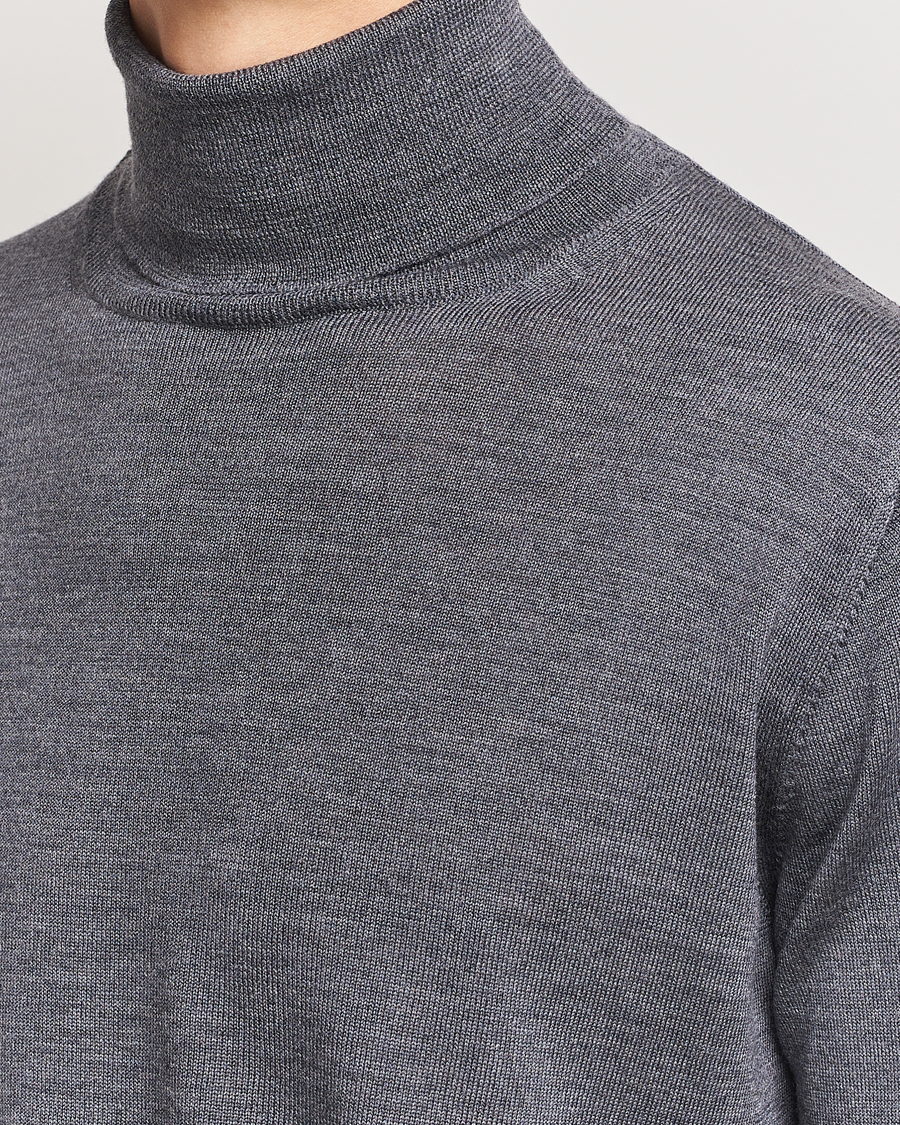 Mies | Puserot | Morgano | Extra Fine Merino Wool Rollneck Mid Grey