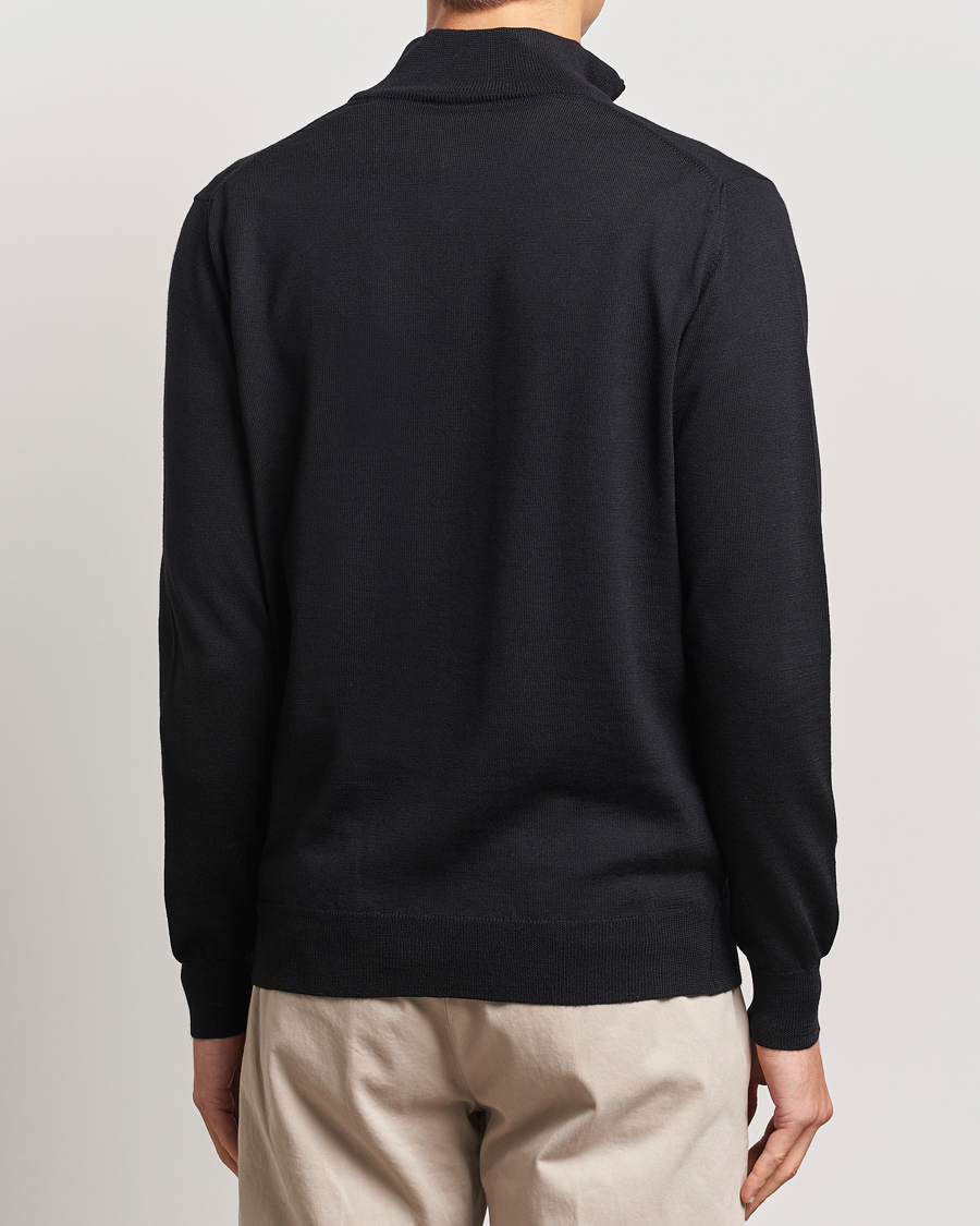Mies | Puserot | Morgano | Extra Fine Merino Wool Half-Zip Black