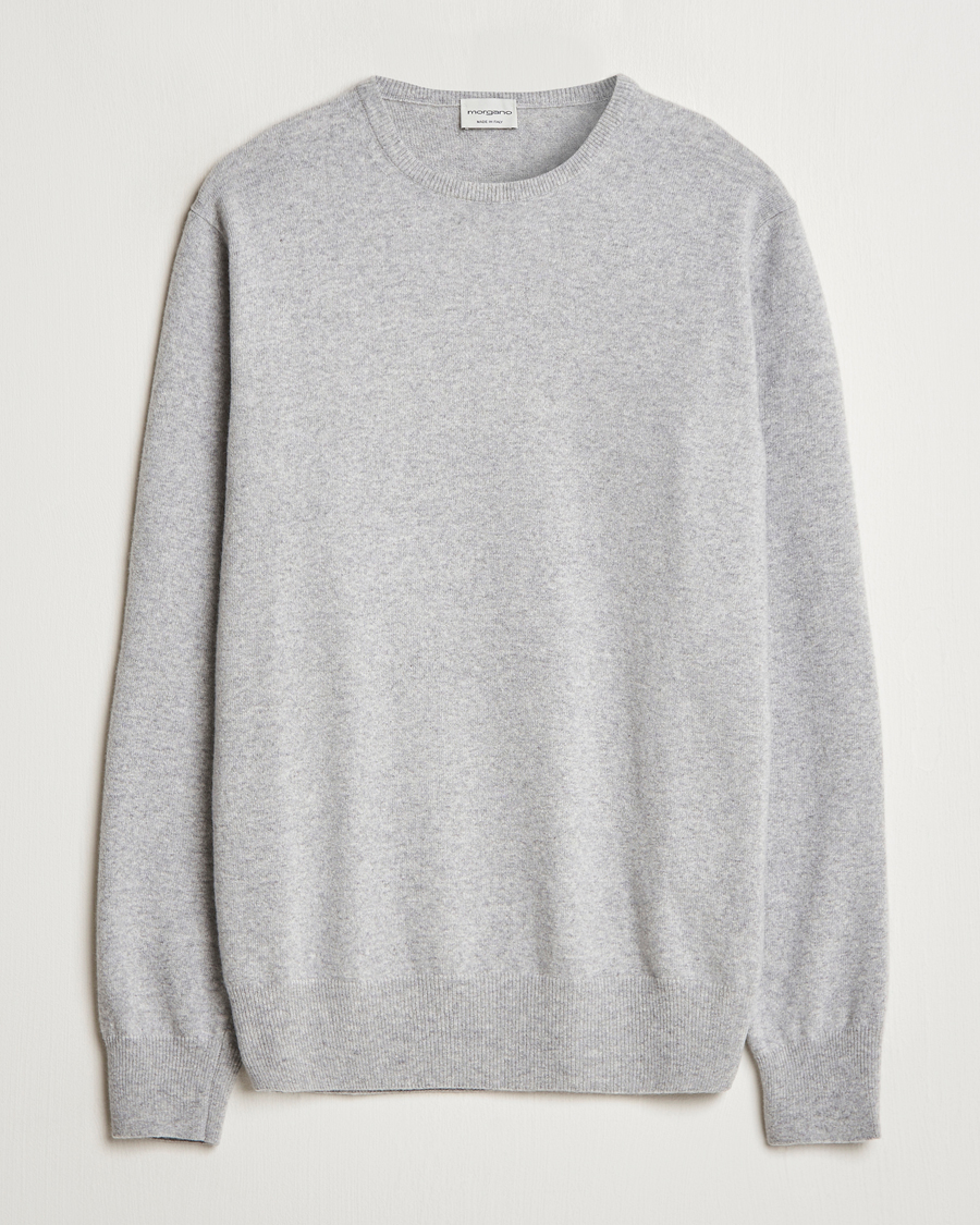 Mies | Puserot | Morgano | Wool/Cashmere Crewneck Mid Grey