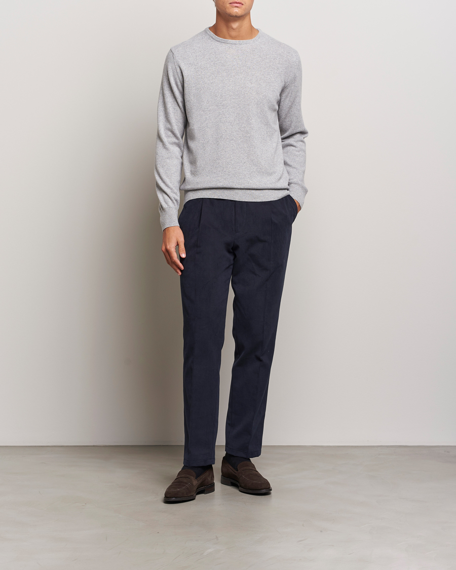 Mies | Puserot | Morgano | Wool/Cashmere Crewneck Mid Grey