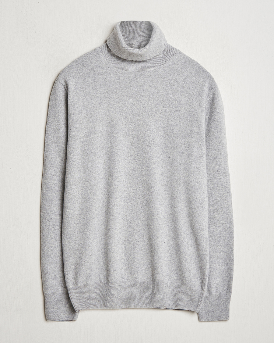Mies | Puserot | Morgano | Wool/Cashmere Rollneck Mid Grey