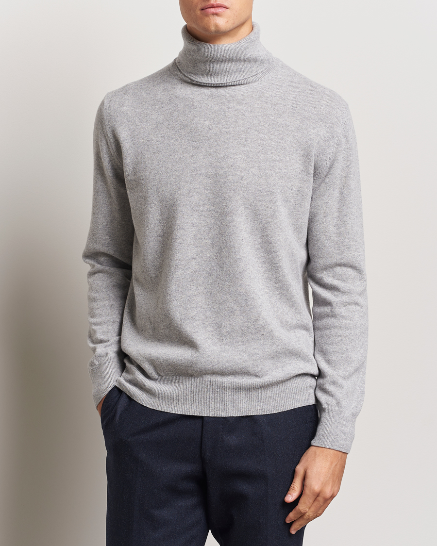 Mies | Puserot | Morgano | Wool/Cashmere Rollneck Mid Grey
