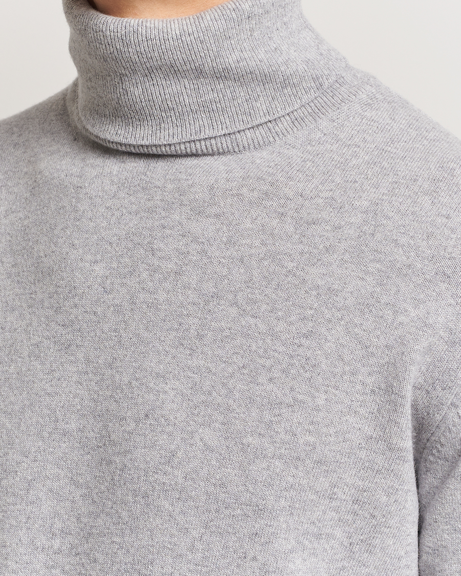 Mies | Puserot | Morgano | Wool/Cashmere Rollneck Mid Grey