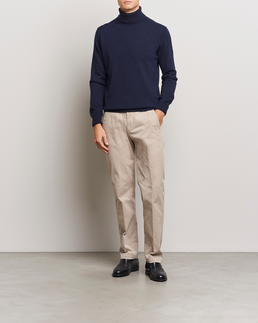 Mies | Puserot | Morgano | Wool/Cashmere Rollneck Navy