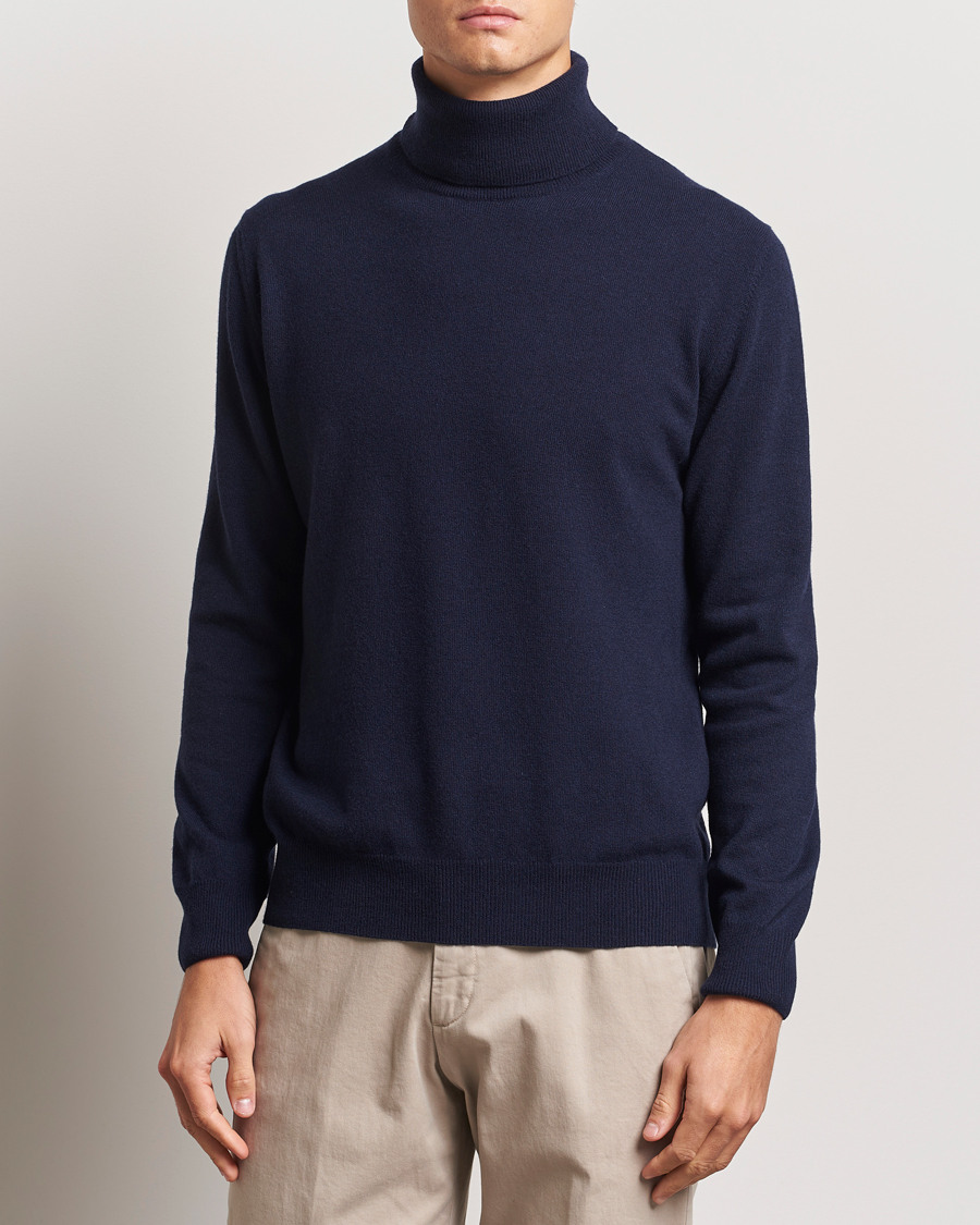 Mies | Puserot | Morgano | Wool/Cashmere Rollneck Navy