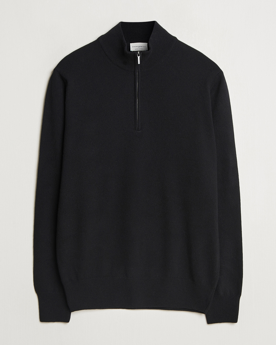 Mies | Puserot | Morgano | Wool/Cashmere Half-Zip Black