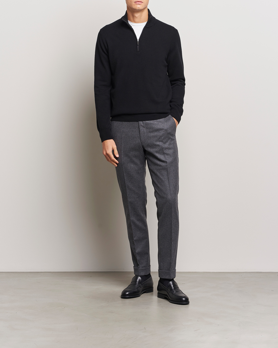 Mies | Puserot | Morgano | Wool/Cashmere Half-Zip Black