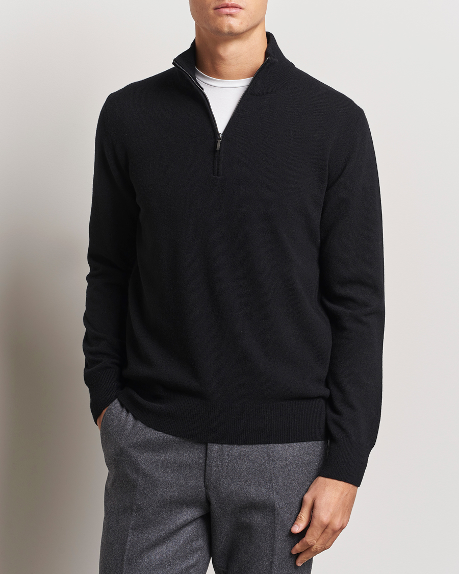 Mies | Puserot | Morgano | Wool/Cashmere Half-Zip Black