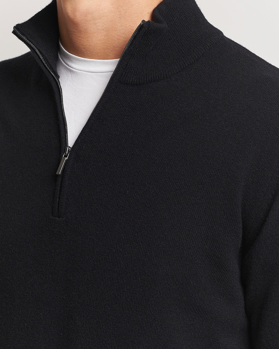 Mies | Puserot | Morgano | Wool/Cashmere Half-Zip Black