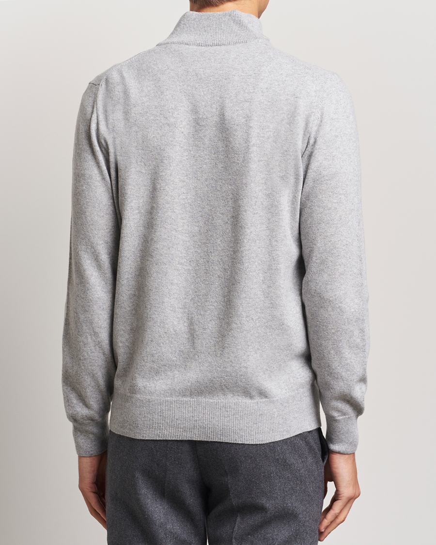 Mies | Puserot | Morgano | Wool/Cashmere Half-Zip Mid Grey