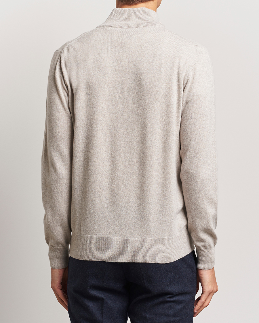 Mies | Puserot | Morgano | Wool/Cashmere Half-Zip Beige