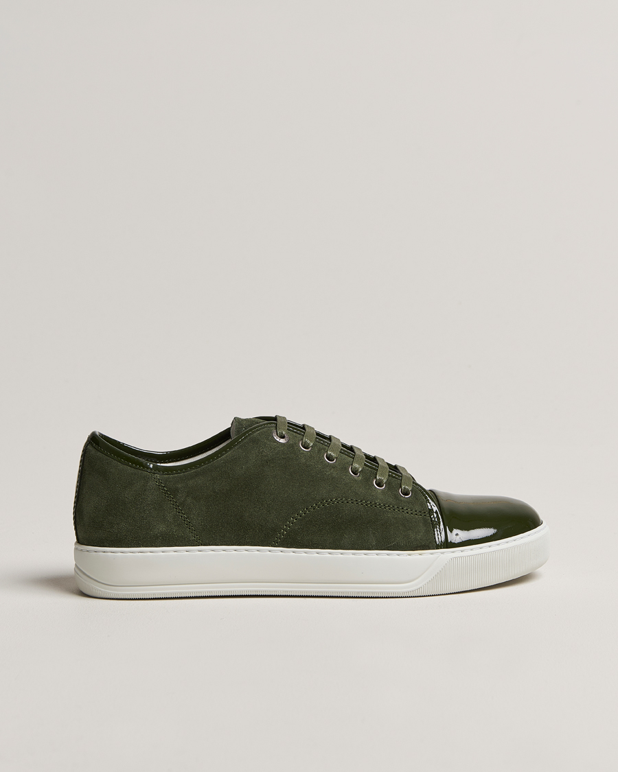 Mies | Lanvin Patent Cap Toe Sneaker Olive | Lanvin | Patent Cap Toe Sneaker Olive