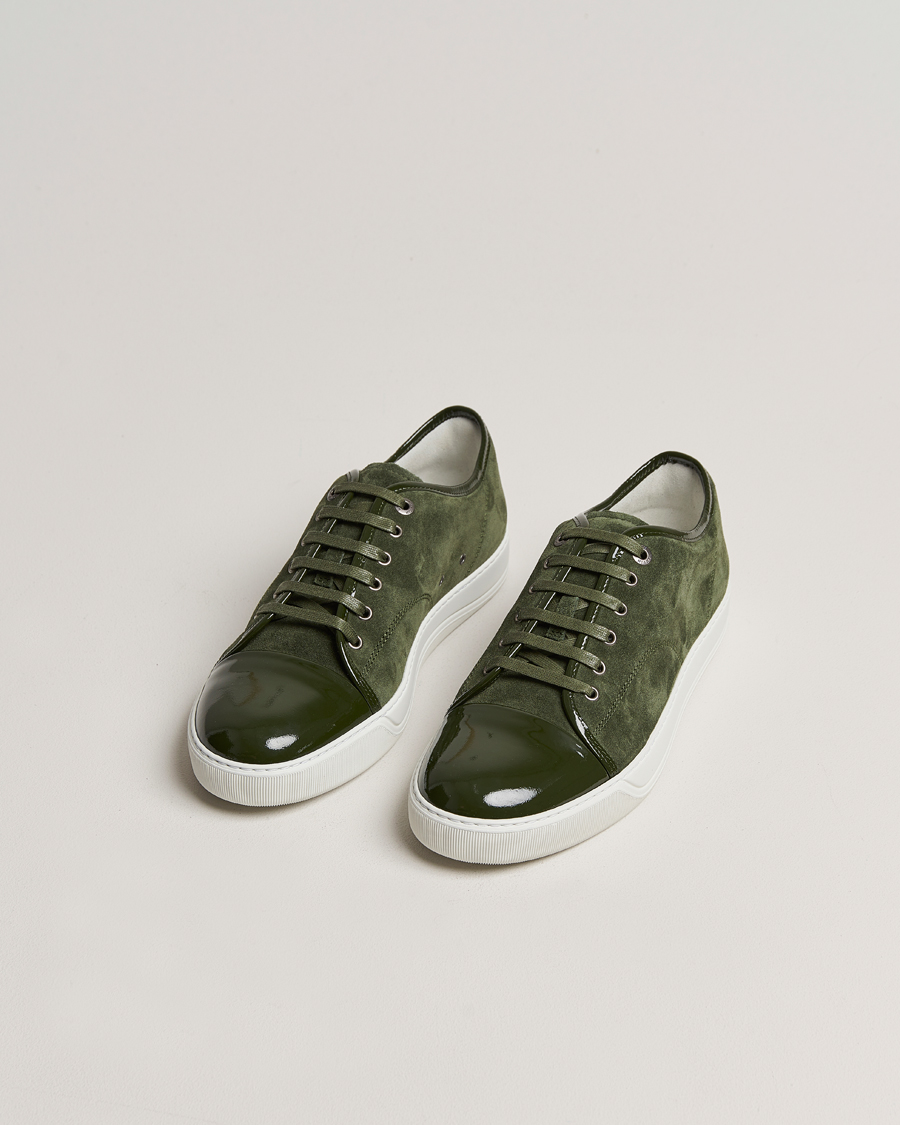 Mies | Lanvin Patent Cap Toe Sneaker Olive | Lanvin | Patent Cap Toe Sneaker Olive
