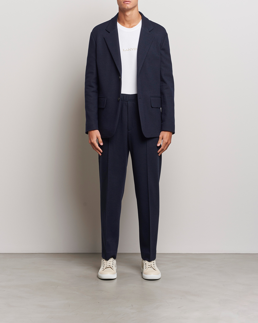 Mies | Housut | Lanvin | Wool Drawstring Trousers Navy