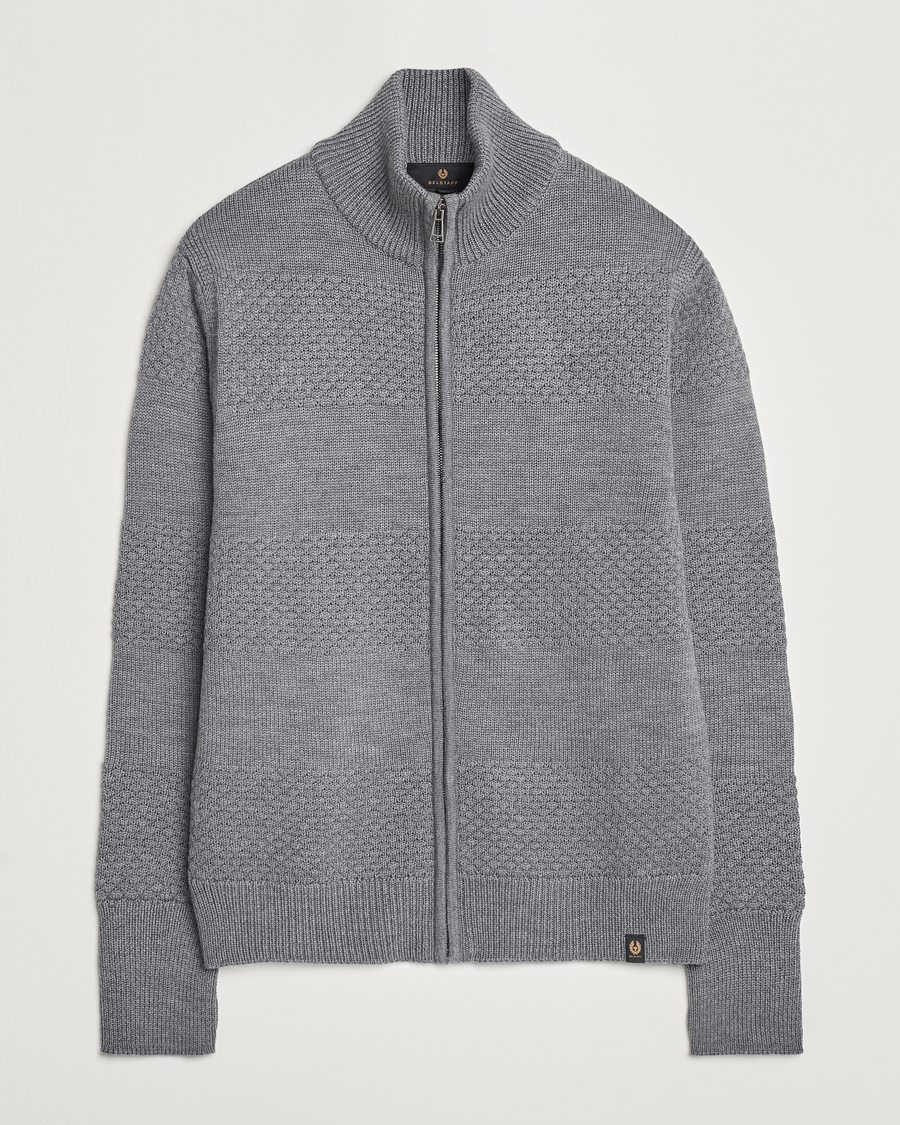 Mies | Puserot | Belstaff | Sternway Knitted Zip Cardigan Grey Heather